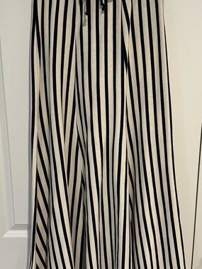 Zara Striped Navy and Cream Maxi Skirt Size S